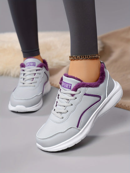 Կանացի ձմեռային ձնագնացքներ - Հաստ պլատֆորմային ներբան՝ լավ բռնման համար, թեթև ցրտադիմացկուն կոշիկներ՝ կապիչով, սահքից պաշտպանող EVA արտաքին ներբան - ամբողջովին սինթետիկ, արհեստական կաշվի նման վերին մաս - տաք, մեկուսացված՝ վազքի, արշավի և այլնի համար