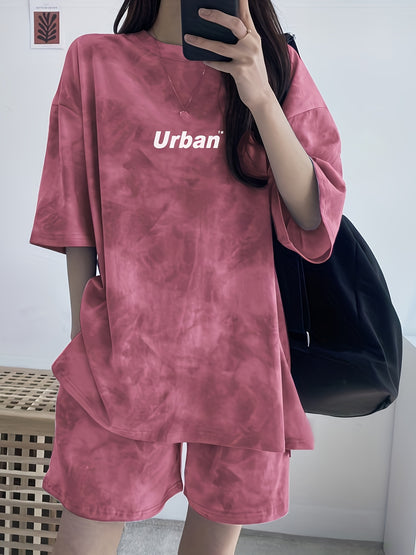 Women's Tie-Dye Loose Fit Short Sleeve Pajama Set
