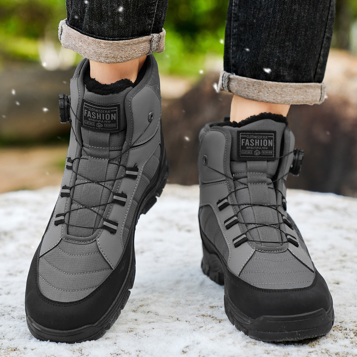 GSSZO Men's High-Top Hiking Boots with Height Increase - Slip-Resistant & PVC Sole, - -Terrain Boots Suitable for Urban Streetwear, Outdoor Trekking, Heavy-Duty Wear - Comfortable & Durable (Year-Round Use)