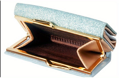 1pc, Women's Luxury High-Quality Wallet, Multi-Functional Multi-Card Slot Exclusive Coin Purse, Portable Compact Versatile Travel, Gorgeous Small Sequins, Exquisite Lady Gentle Style, Unique Design, Metal Snap Closure, Solid