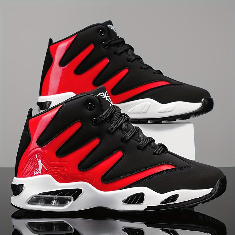 Men's High-Top Basketball Shoes Lightweight Breathable PU Sneakers