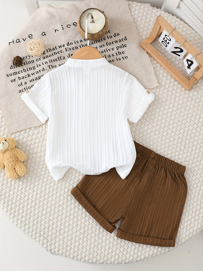 Cute Baby Girl Summer Cardigan & Striped Shorts Set