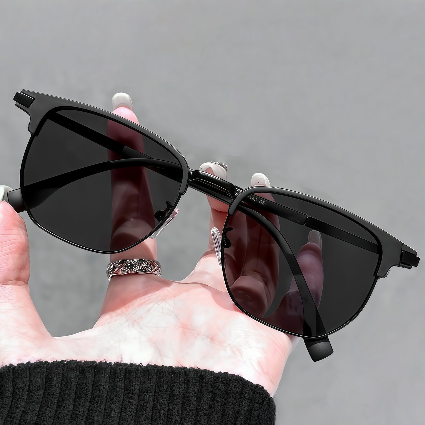 Vintage Semi-Rimless Square Browline Eyeglasses Unisex