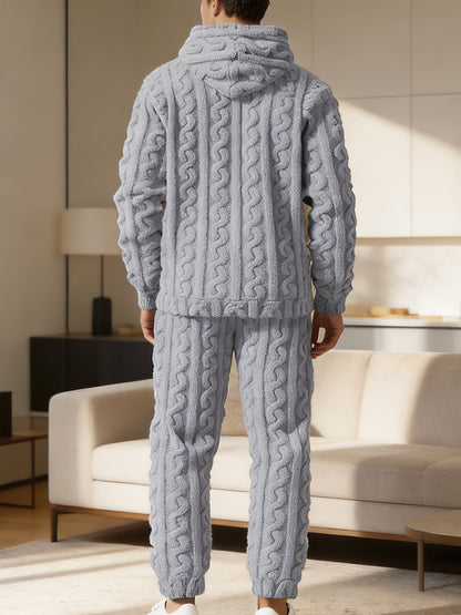 Men's Lined Hoodie and Pants Set for Fall and Winter Comfort