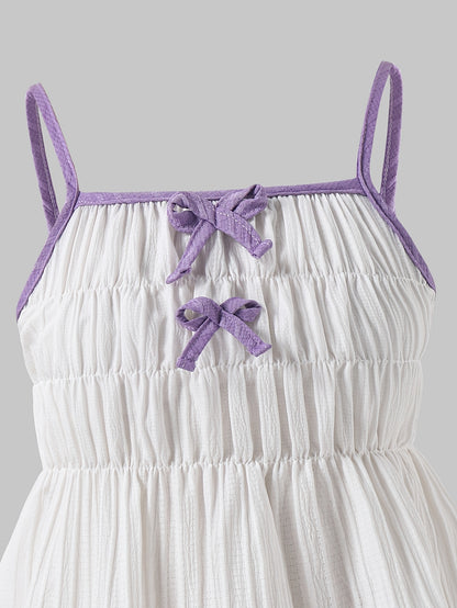 Girls' Casual Bow Tie Camisole & Solid Pants Set for Spring-Summer