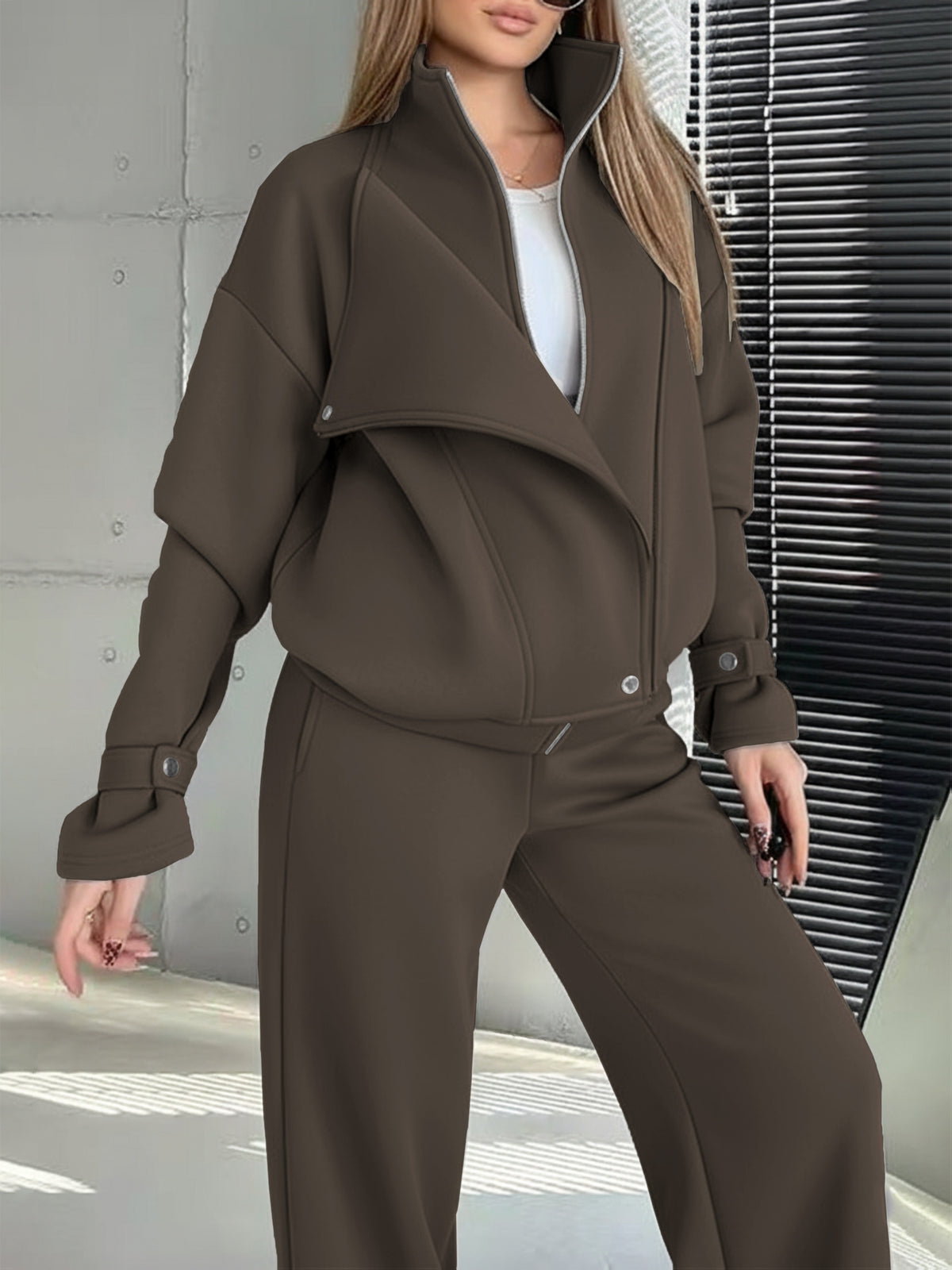 Women's Fall/Winter Suit with Vest & High-Waist Straight Pants