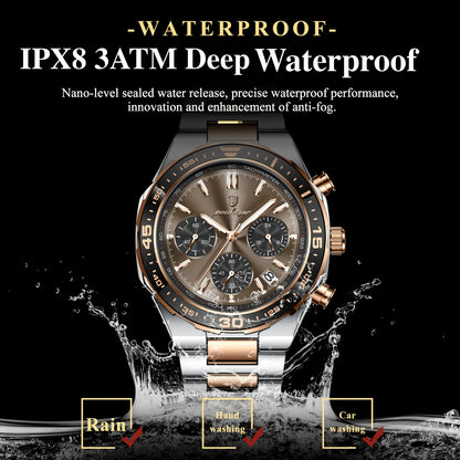 Men's Business Quartz Watch Stainless Steel Waterproof