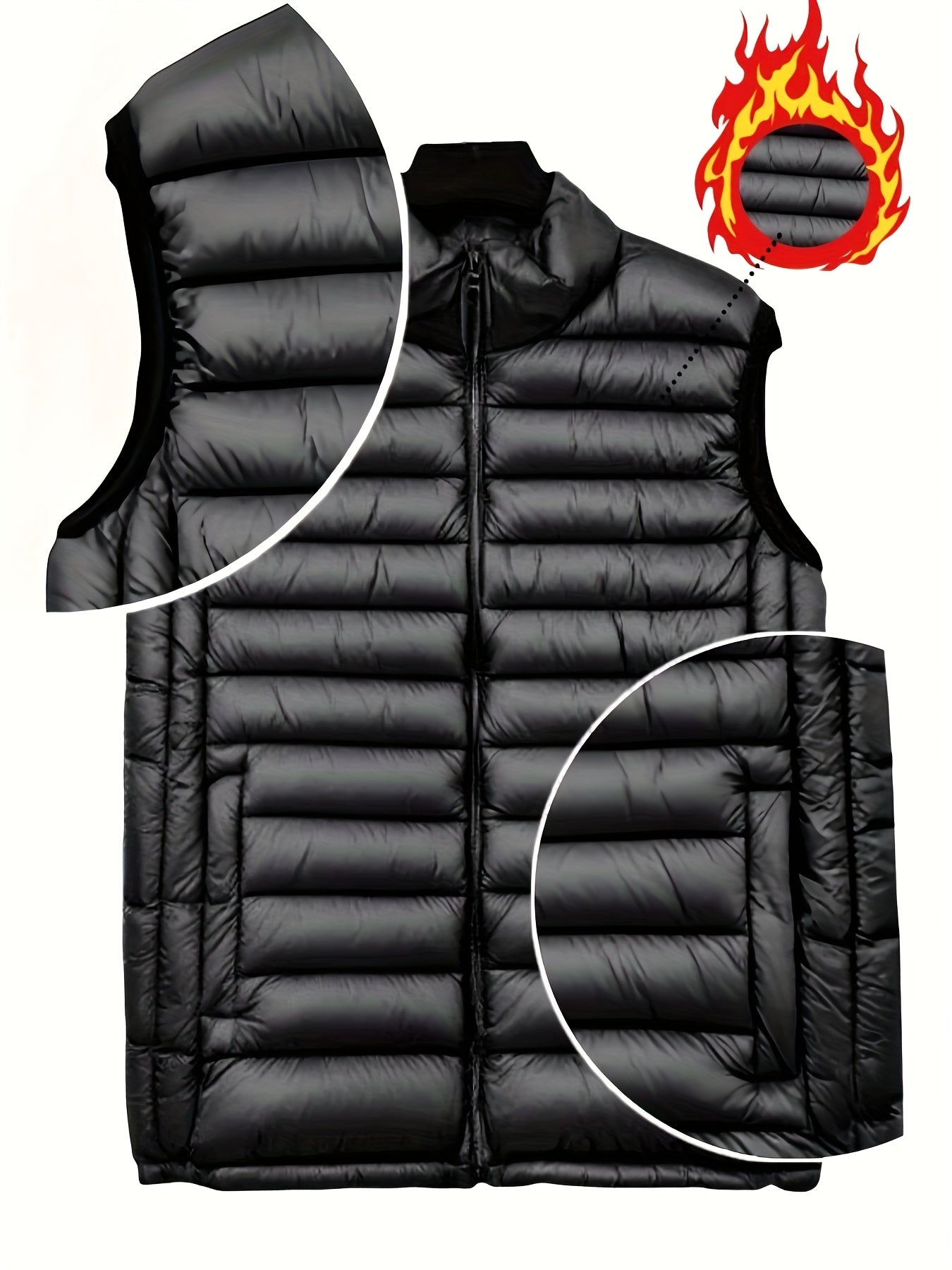 Fall/Winter Men'S Lightweight Jacket/Collar Vest- Fiber Vest, Side Pocket Jacket, Men'S Coat, Active Lifestyle Vest, Spring College Wear, Autumn Winter Spring Coat, Mature Look - ayq