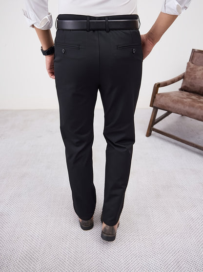 Men'S Casual Solid Color Regular Length Slight Stretch Woven Fabric Pants for Adult