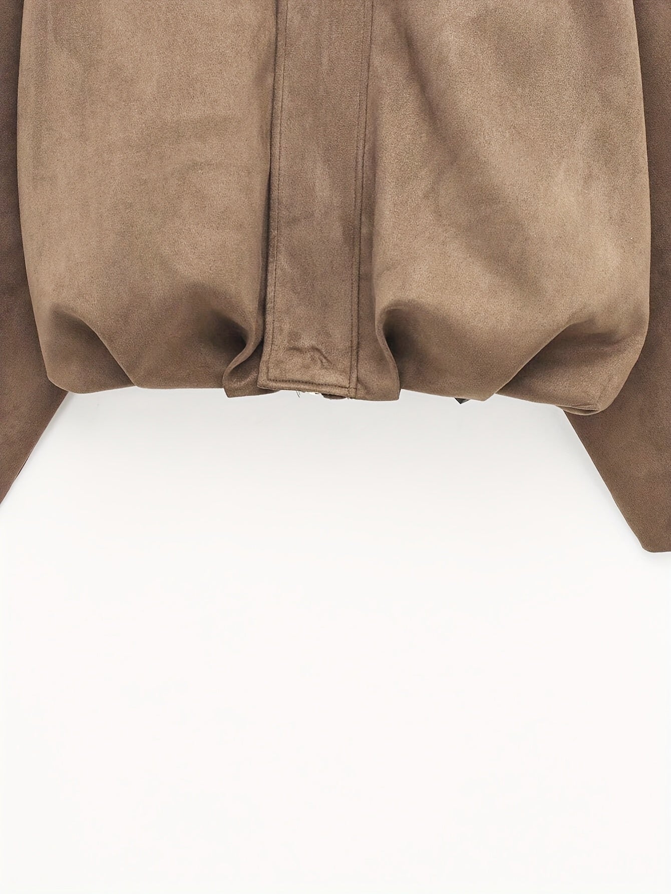 Կանացի վինտաժային բոմբեր բաճկոն - ազատ չափի երկար թևքով, կայծակաճարմանդով և իջեցված ուսերով, շագանակագույն առօրյա վերնազգեստ աշուն/ձմեռ համար, չձգվող գործվածք, իդեալական է առօրյա հագուստի համար, աշուն-ձմեռ բաճկոն | Վինտաժային բոմբեր ոճ | Zipp