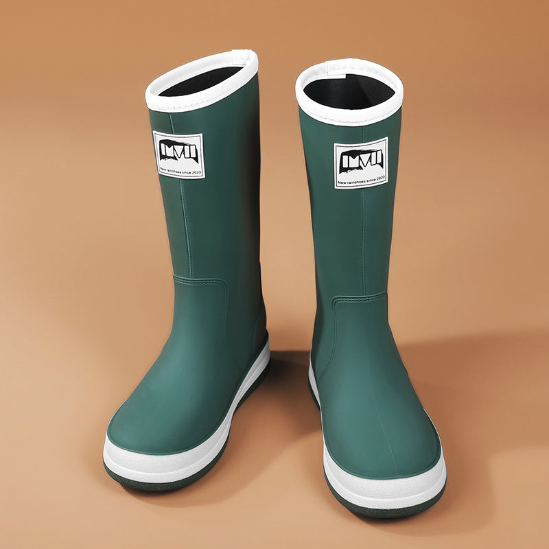 Men's High-Top PU Rain Boots All-Season Slip-On Style