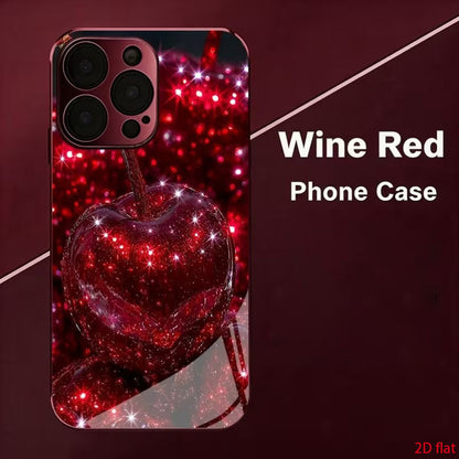 Luxury Red Cherry Acrylic Phone Case for iPhone 15-18 Pro Max