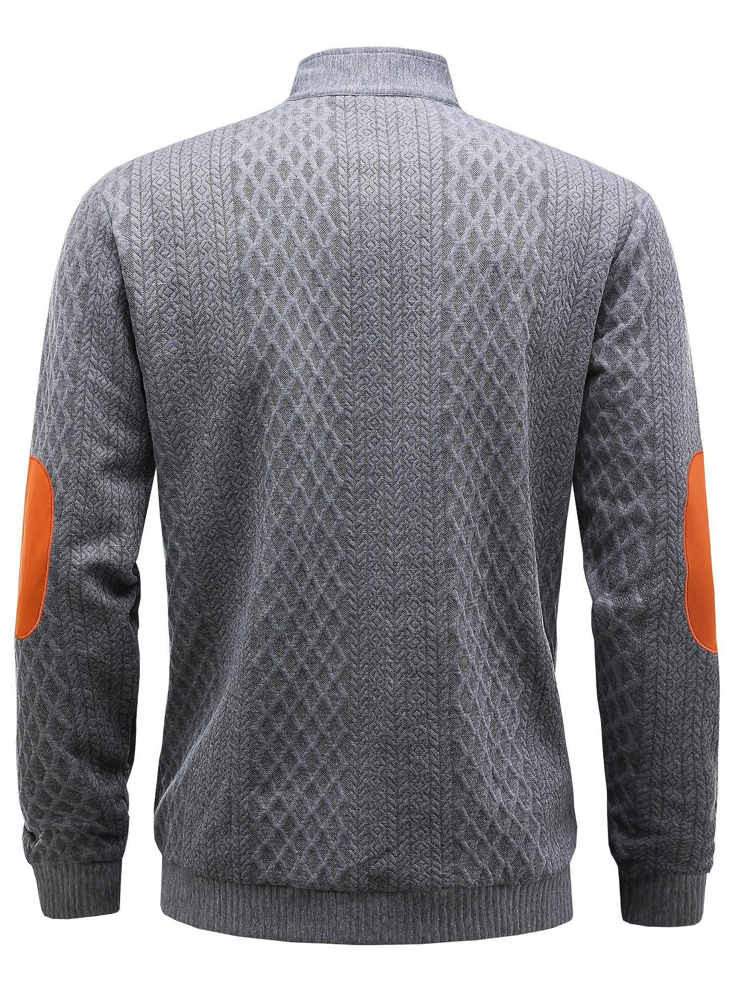 Men's Beige & Orange Contrast Full-Zip Jacket - Winter Warmth Loose-Fit Tailored Coat with Stand Collar, Zippered Pockets & Full-Zip Closure, Machine Washable Casual Outerwear for Men (Beige/Orange) - Ideal for Fall and Winte