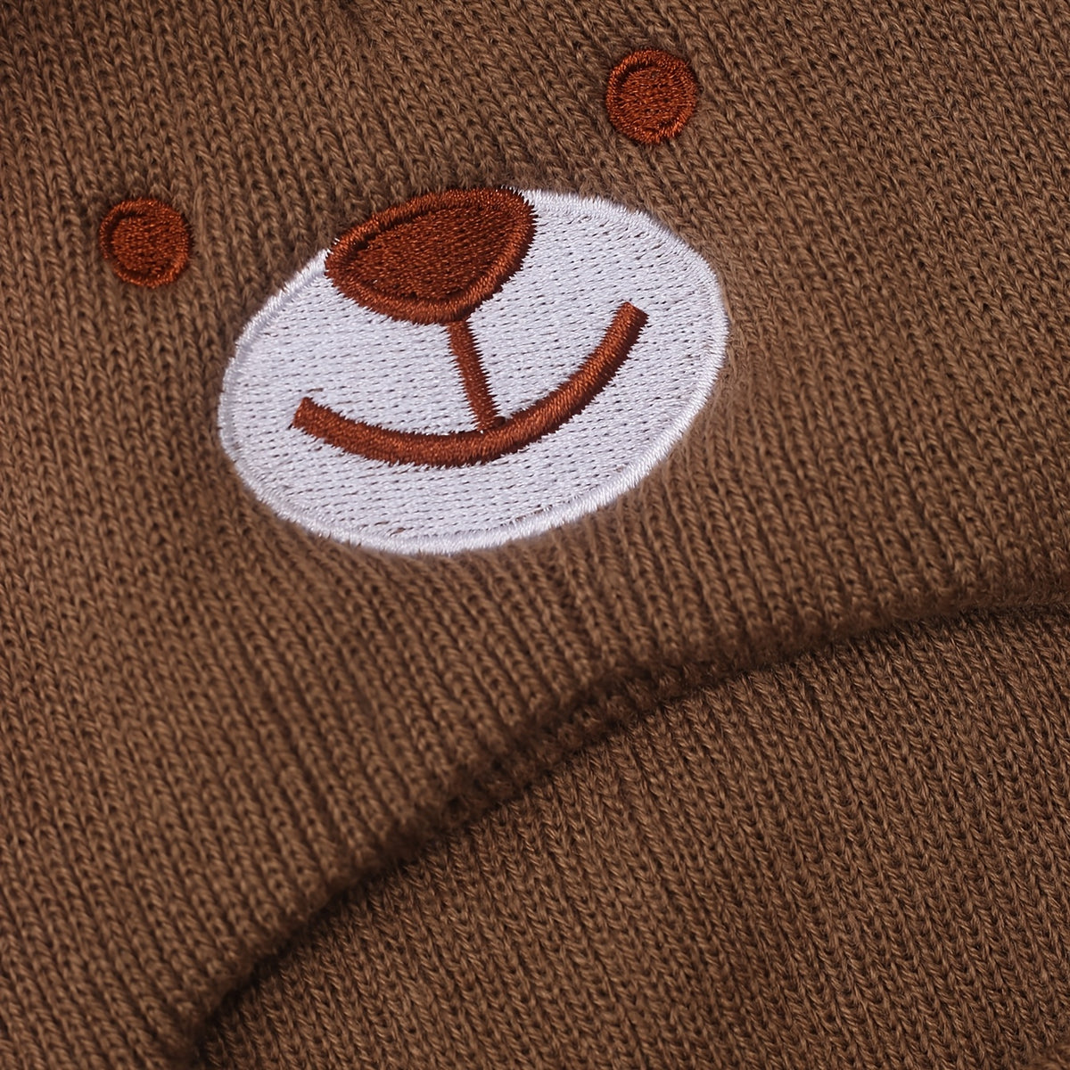 Toddler Bear Knit Balaclava Hat with Pom-Poms for Winter