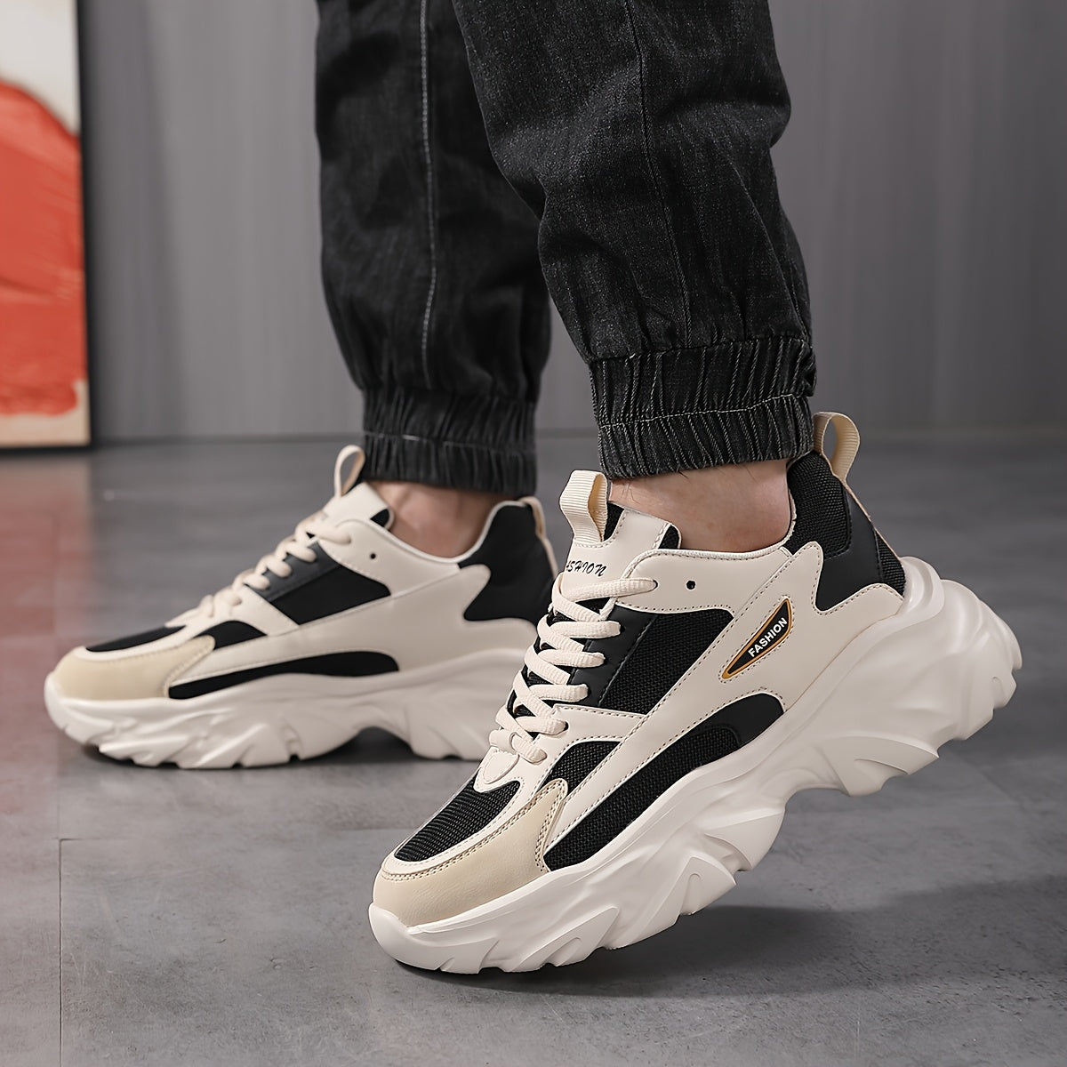 Men'S Comfortable And Breathable Casual Thick-Soled All-Season sneakers, Lightweight Outdoor Trendy Versatile Front-Laced Running Shoes - ayq