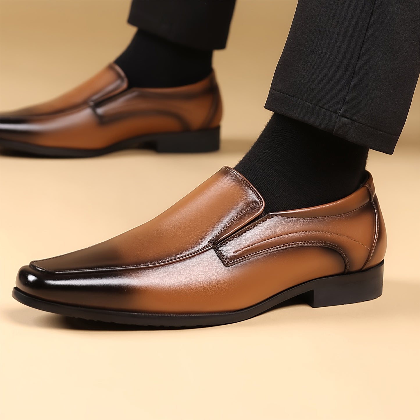 Men's Formal Square Toe Loafers Classic Business Shoes