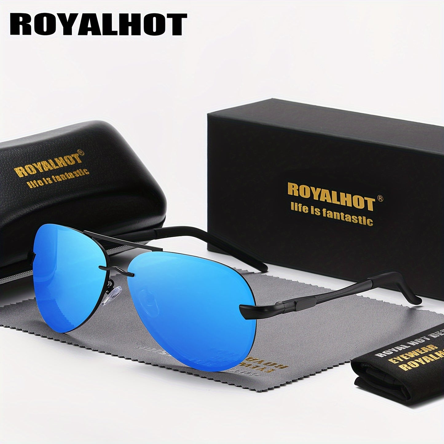 Unisex Oval Polarized Sunglasses with Mixed Frame and Case