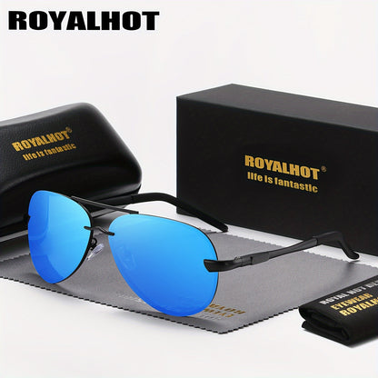 Unisex Oval Polarized Sunglasses with Mixed Frame and Case