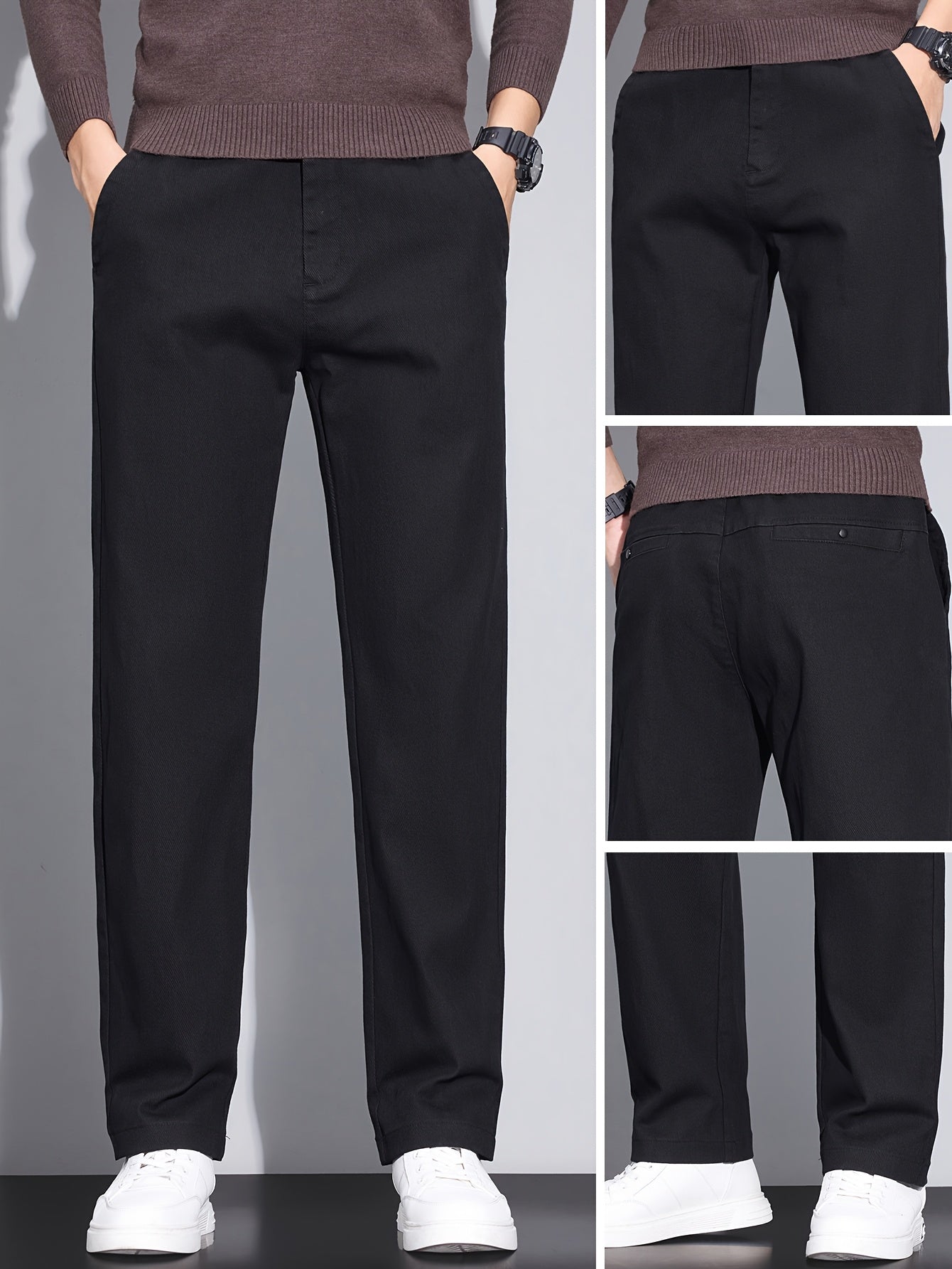 Men's Slim Fit Straight-Leg Casual Pants, Lightweight & Durable