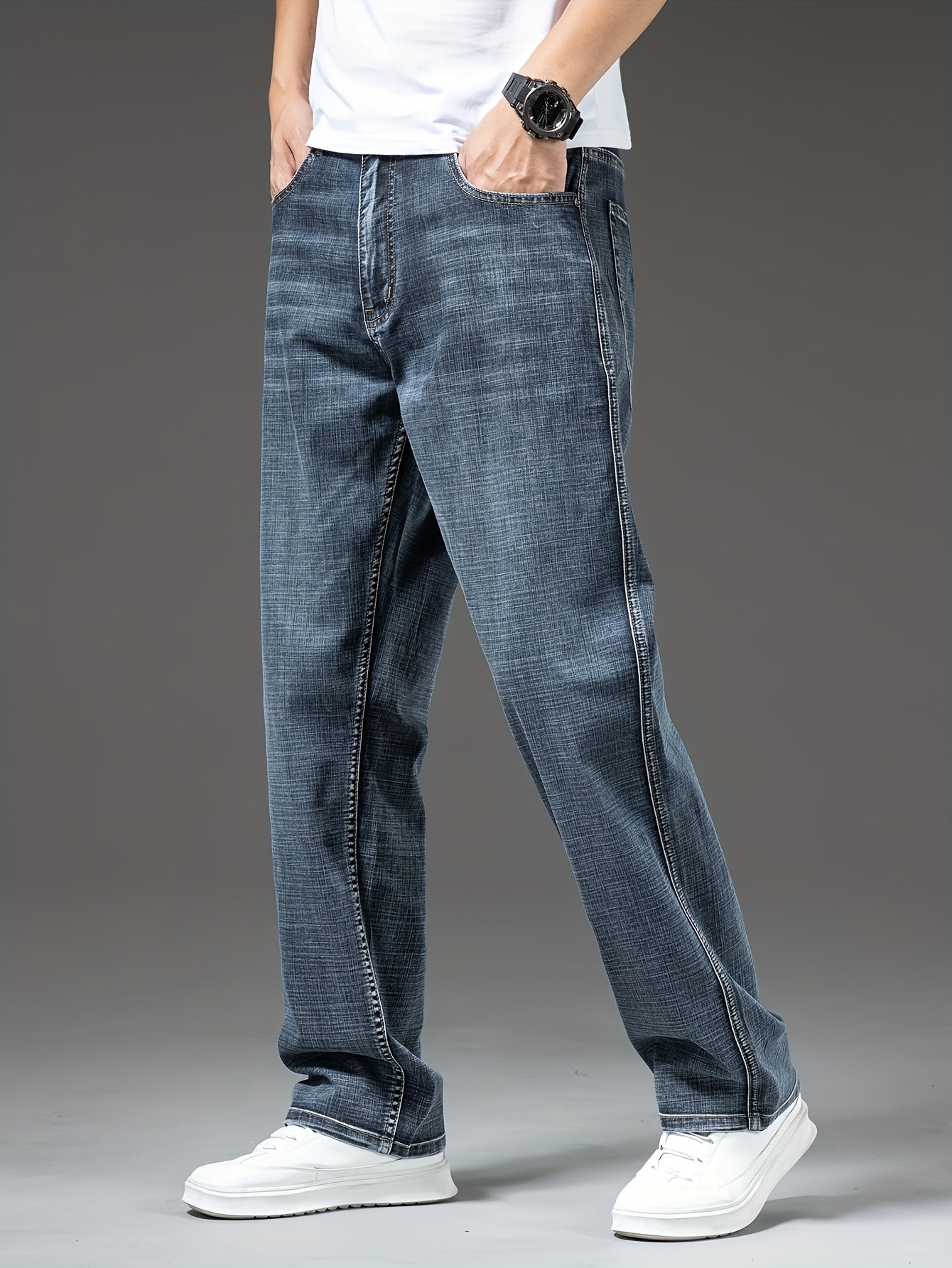 Teen Boys' Casual Y2K Preppy Denim Jeans with Belt
