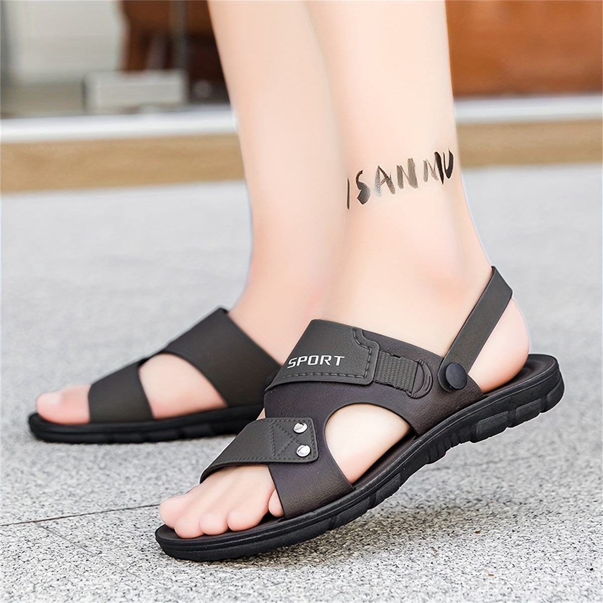 Men's Large Size Dual-purpose Outdoor Slipper for Couples, Outdoor Sports, Non-slip Soft Bottom Driving Shoes, Beach Open-toe Slippers - ayq