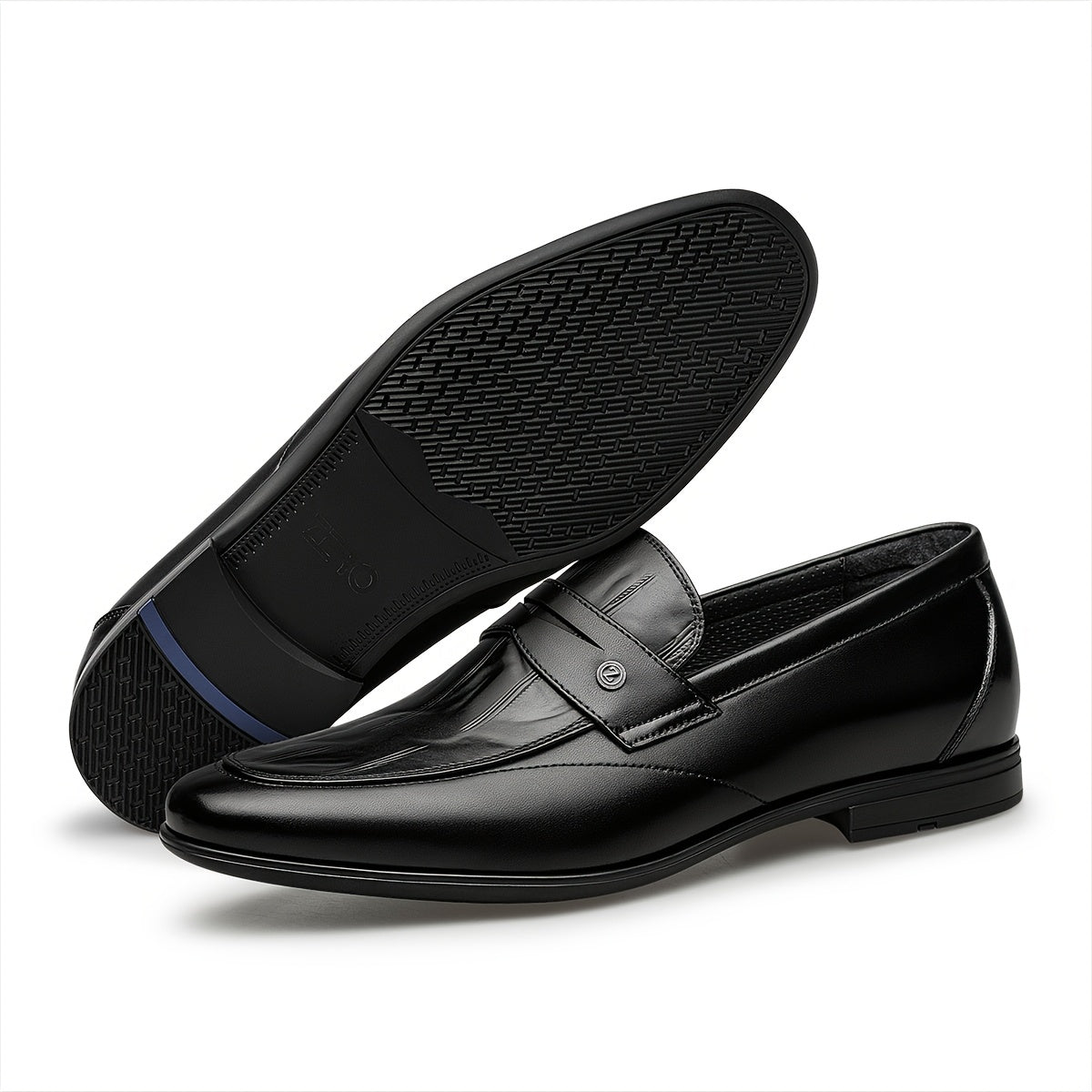 Men's Leather Embossed Loafers Casual Business Slip-On Shoes