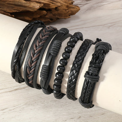 6 հատ վինտաժային ապարանջանների հյուսման հավաքածու տղամարդկանց թևկապերի համար