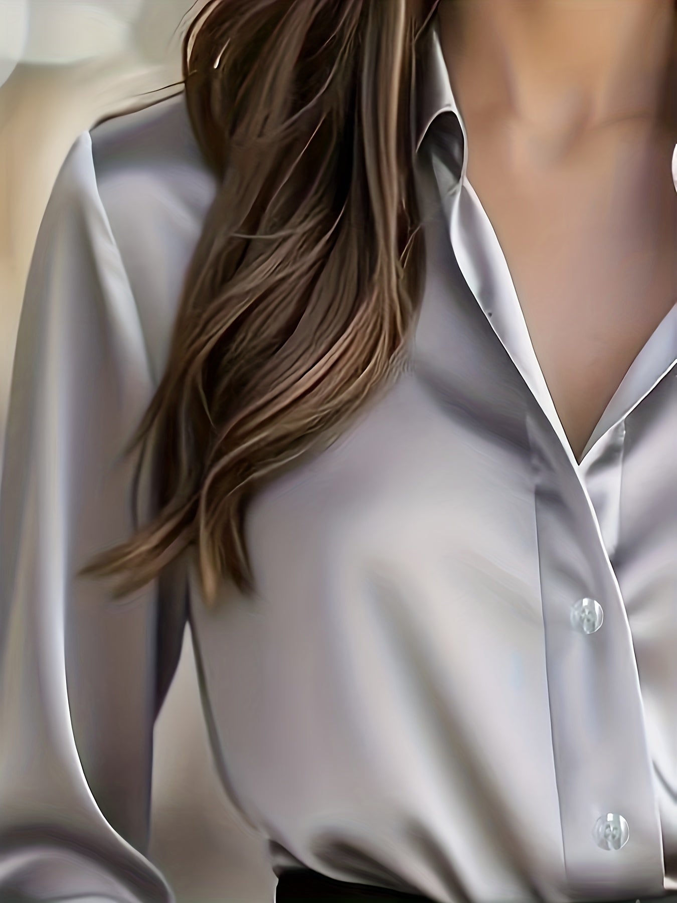 Women's Elegant All-Season Glossy  Shirt Jacket - Collar -Front Closure, Solid Brown (Copper/Black) - Tailored Blazer for, Office & Formal Events - Machine Washable Non-Stretch Professional Outerwear