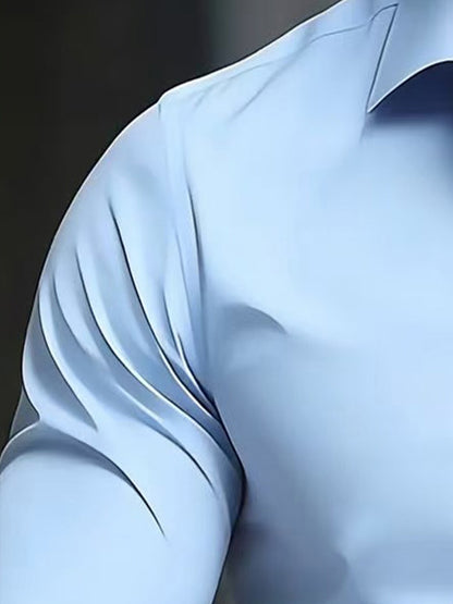 Men's Business Casual Shirt and Trousers Set - Polyester, All Season