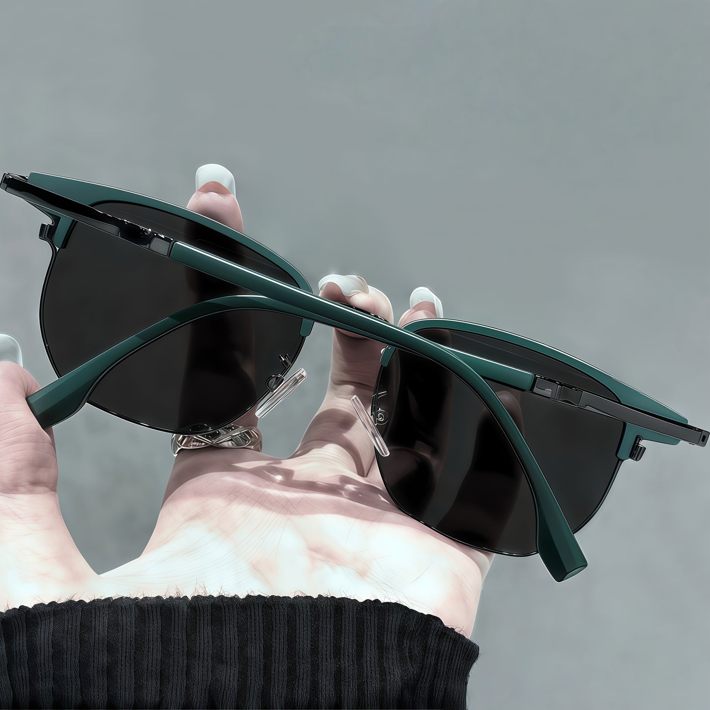 Vintage Semi-Rimless Square Browline Eyeglasses Unisex