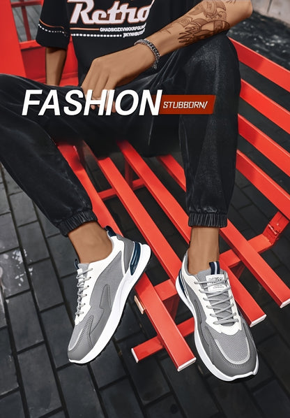 Men'S Plus Size Fashion Sneakers - Breathable Mesh Lace-Up Casual Shoes with Thick PVC Sole, Low-Top Design for All Seasons, Spring/Summer/Fall, Versatile Streetwear, Allseason Shoes | Minimalist Sneakers | Durable PVC Sol - ayq