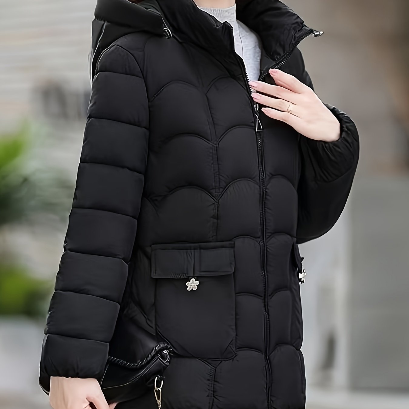 Women'S Elegant Winter Coat - Lightweight Thermal Jacket with Full-Zip Front, Long Sleeve Cold Weather Outerwear for Everyday & Formal Events - All-Season, Machine Washable Women'S Clothing, Ladies Winter Coats, Geometric Pat