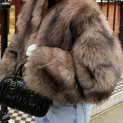 Կանացի էլեգանտ մորթե վերարկու - ձմեռային տաք, լիարժեք վերնազգեստ՝ փափուկ աստառով, ձեռքով լվացվող շքեղ մորթե բաճկոն՝ ամենօրյա և պաշտոնական միջոցառումների համար, միագույն վերարկու՝ աշուն/ձմեռ (չձգվող գործվածք, արհեստական ​​մորթի, բեժ/շագանակագույն/սև/սպիտակ)