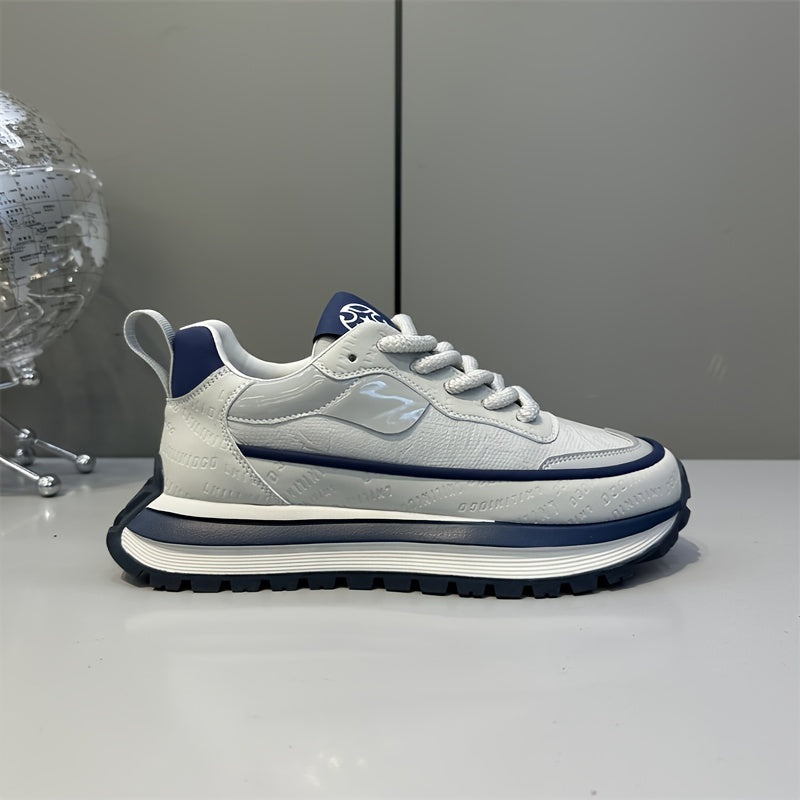 Men's Slip-Resistant Solid Color Sneakers - Low-Top Lace-Up Shoes Suitable for Casual, & Daily Wear - Comfortable Cushioned Sole, PVC Outsole, Year-Round Versatile Sneakers - ayq