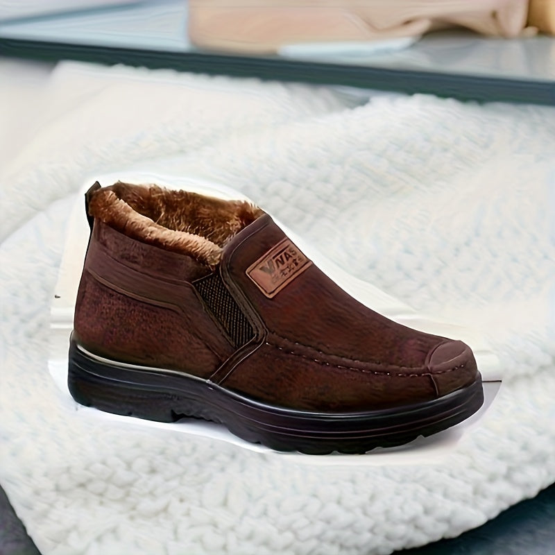 Men's Winter Thermal Slip-On Sneakers - Warm Low-Top Casual Shoes with Sole, All-Fabric Upper for, Outdoor & Daily Wear | Cold Weather Footwear (Autumn/Winter) | Suitable for Men