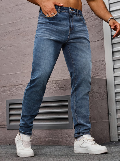 Men's Slim Fit Jeans - Rayon Blend, Stretch Denim, Solid Color, Machine Washable, Everyday Denim|Slim Fit Jeans|Rayon Blend Denim