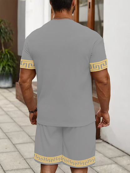 Men's Summer Casual Sports Set - Breathable T-Shirt & Shorts