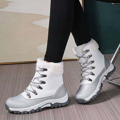 Women's & Men's Heavy-Duty Winter Snow Boots - Thickened Round-Toe Traction Tires, Faux Upper & TPR Sole, Unisex High-Ankle Trekking Boots for Skiing, Ice, Hiking, Snowshoeing - Cold Weather Outdoor Footwear