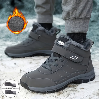 's & 's Winter Warm Ankle Boots with Lace-Up & Buckle Closure, Traction Tread Sole, Round Toe -like Upper - All-Terrain Ice/Snow Boots for, Outdoor, Daily Cold Weather (Unisex, Dark Grey/Brown)