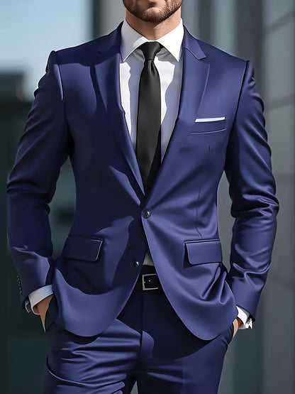 Men's Skinny Fit 2-Piece Suit Set with Blazer & Trousers
