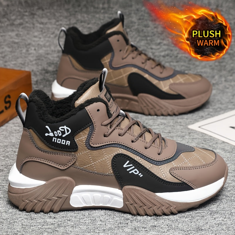 Men's Winter Fleece Ankle Boots Warm Non-Slip Casual Shoes