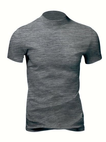 Men's High-Neck Short-Sleeve T-Shirt for Spring and Summer - Fashionable, Comfortable, and Essential for Casual Wear - ayq