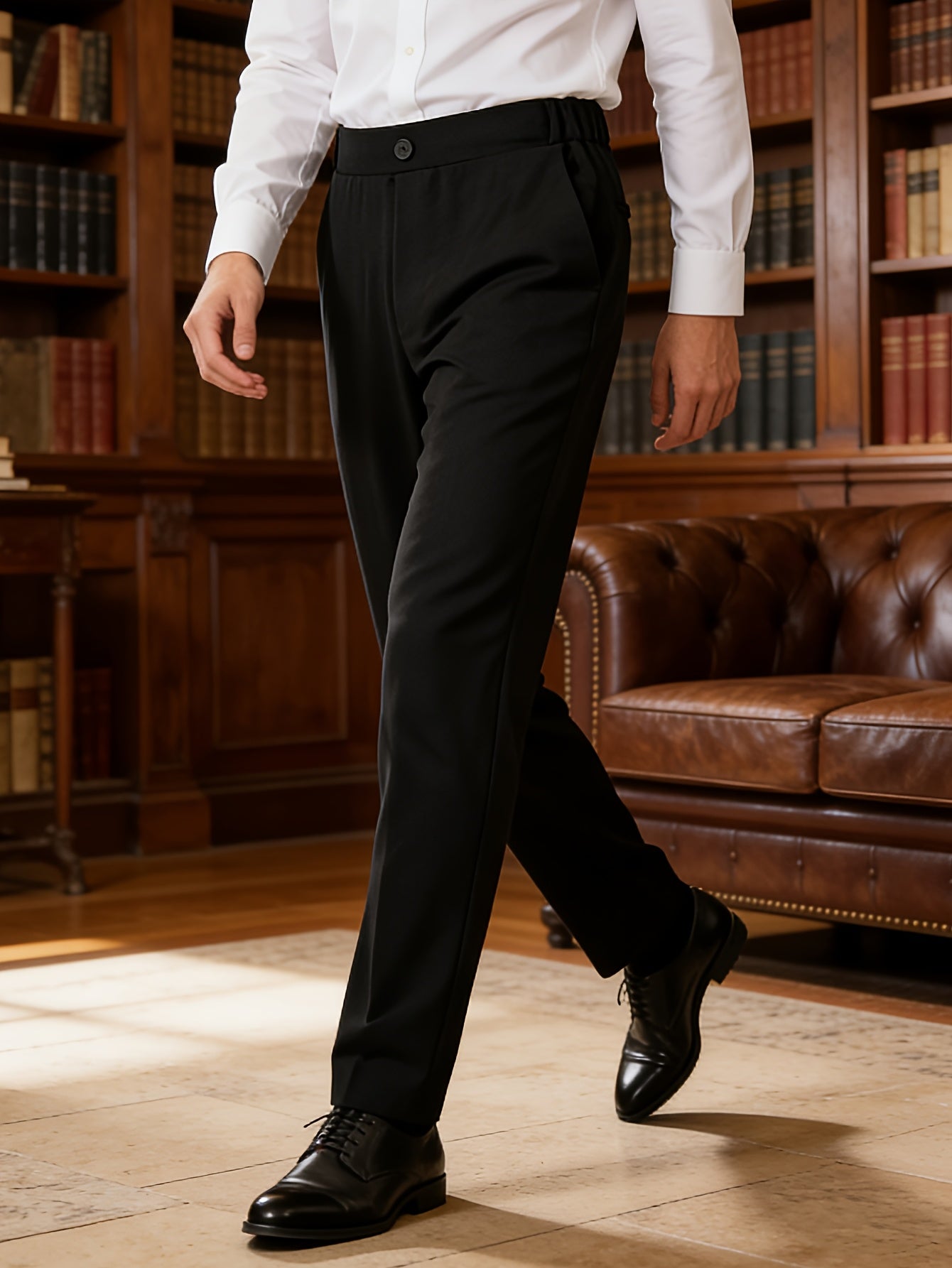 Boys' Black Formal Dress Pants with Button Detail for School & Parties