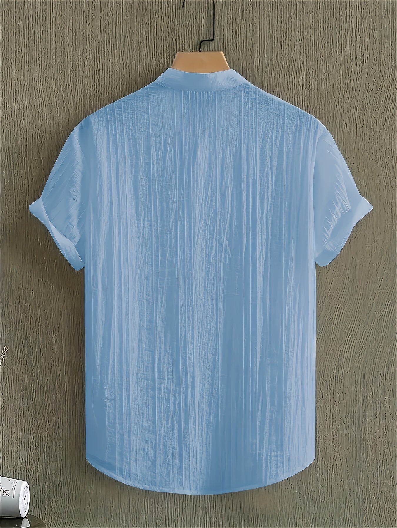 Men's Breathable Solid Color Stand Collar Short-Sleeve Shirt
