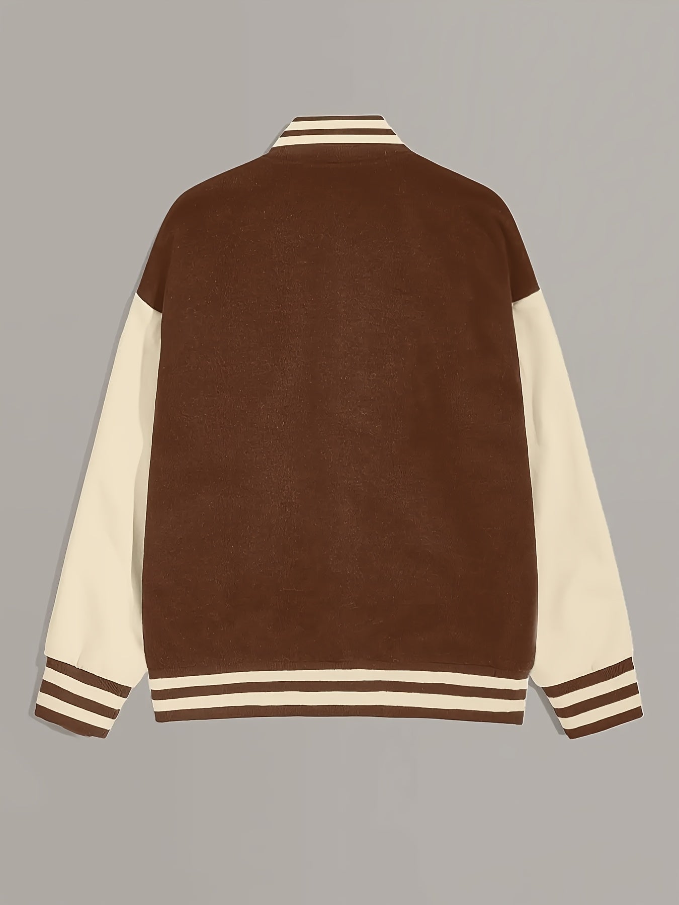 Կանացի առօրյա երկարաթև բեյսբոլի բաճկոն «A» տառի դետալով - սև և բեժ երկգույն դիզայն, կոճակներով առջևի մաս, գրպաններ, աշուն/ձմեռ նորաձև վերնազգեստ, աշուն-ձմեռ հագուստ | կոճակներով բաճկոն | ֆունկցիոնալ գրպաններ