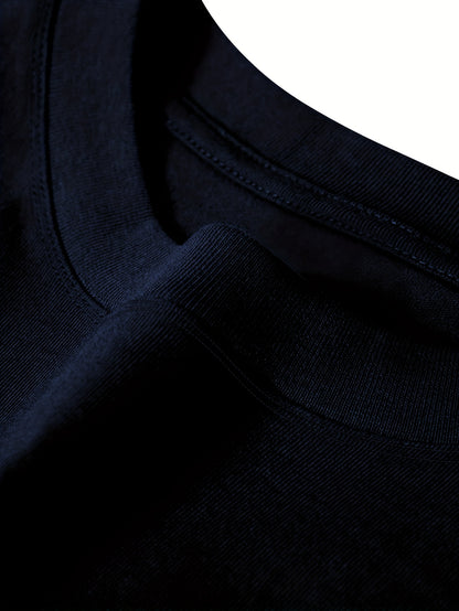 Men'S Happy New Year Graphic T-Shirt - Casual Long Sleeve Crew Neck, White with Black Lettering & Festive Design, Loose Fit for Spring/Fall, Perfect for Casual Attire, Festive Clothing | Festive Graphic Tee | Comfortable Fit