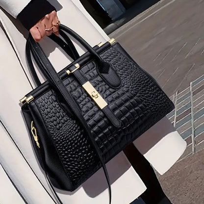 Women's Genuine Leather Crocodile-Pattern Crossbody Bag