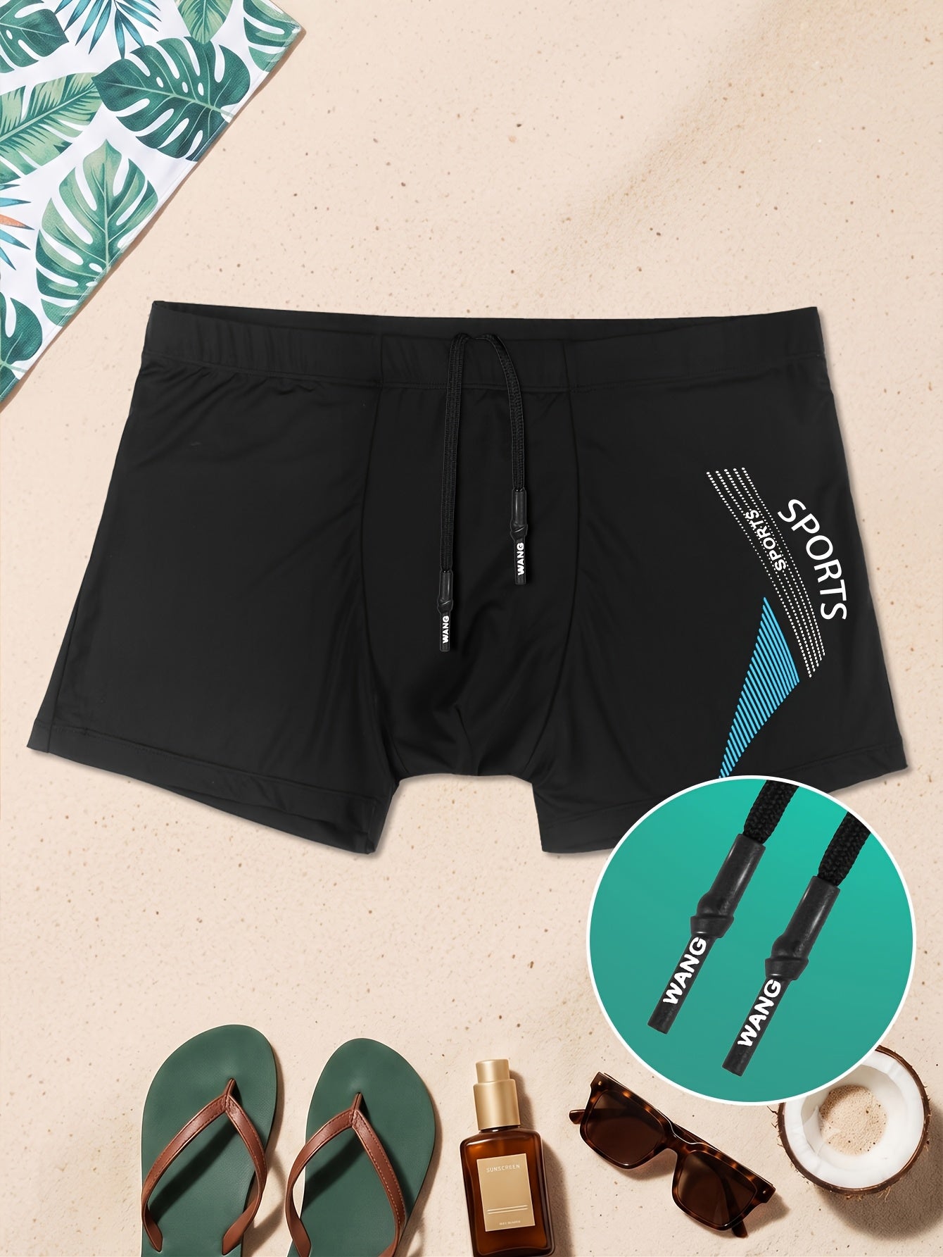 Men's Quick-Dry Athletic Swim Trunks with Graphic Print