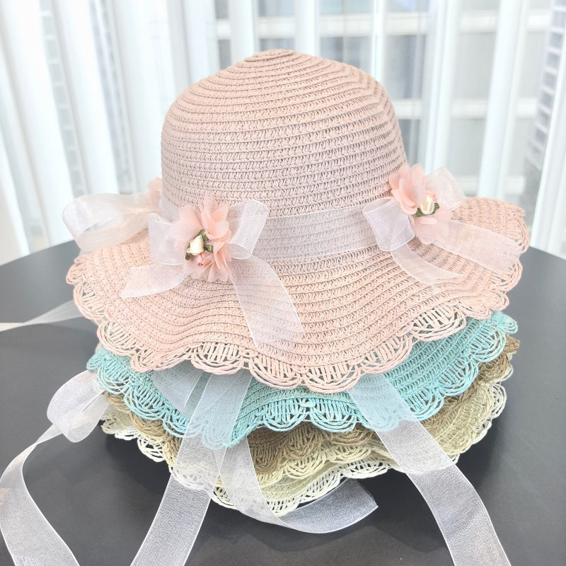 Foldable Solid Color Straw Bucket Hat for Outdoor Hiking & Travel