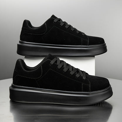 Men's Shoes, Unisex, Plus Size, Discounted Footwear, Versatile Black Skate Shoes, Fiber Fabric, Lightweight Casual Sneakers, Suitable for Outdoor Daily Commuting Activities - ayq